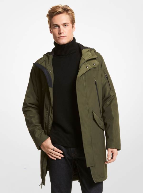 Panske Bundy Michael Kors Water Resistant Hooded Parka Tmavo Zelene - Oblecenie Michael Kors Nejlevnejsi | PNBJA-6938